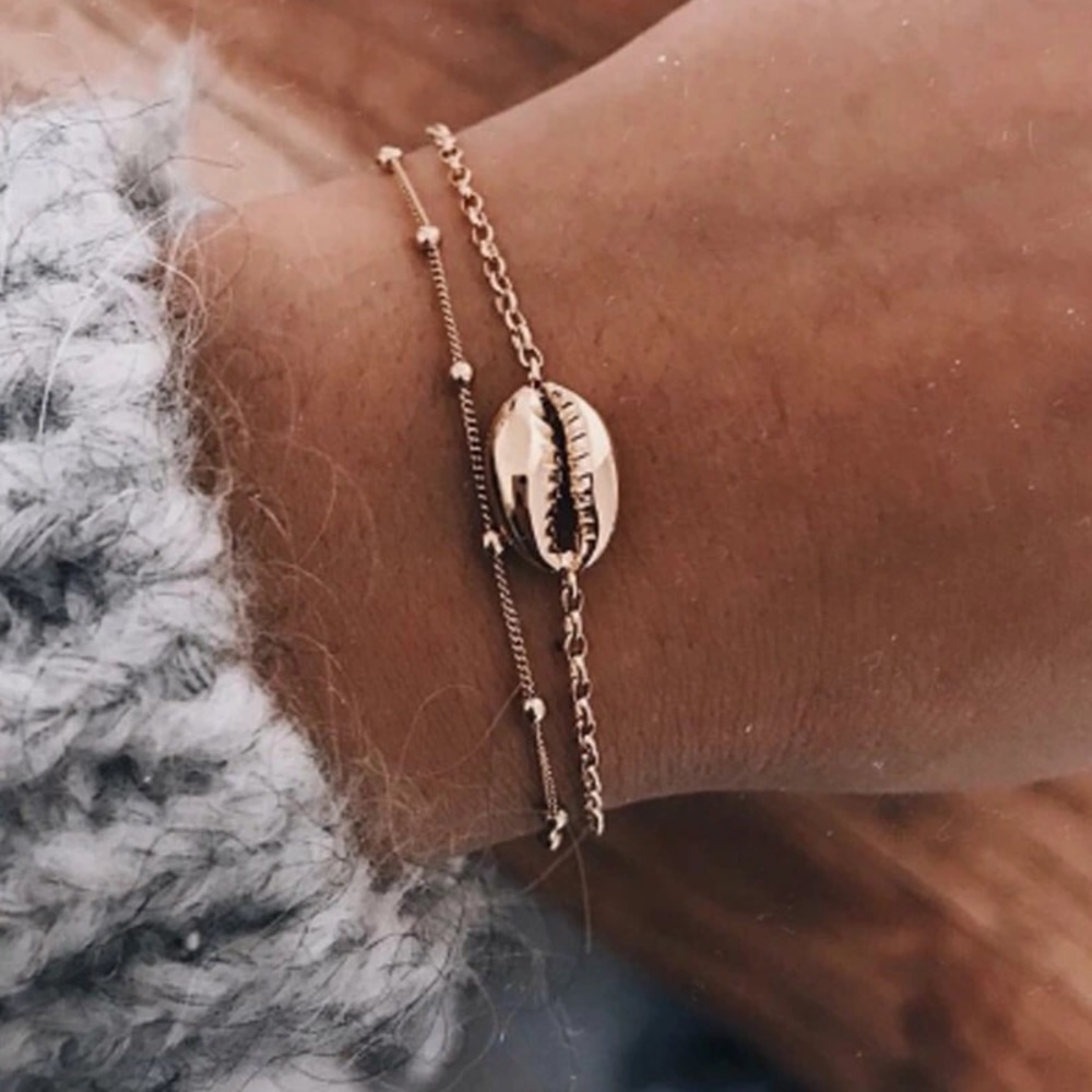 Gold Plated double strand Shell Bracelet-NEW